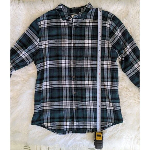 PacSun Mens Flannel Large Green Plaid Button Up Long Sleeve Casual Grunge Skater - Picture 7 of 7